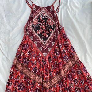 American Eagle Orange High Neck Swing Dress